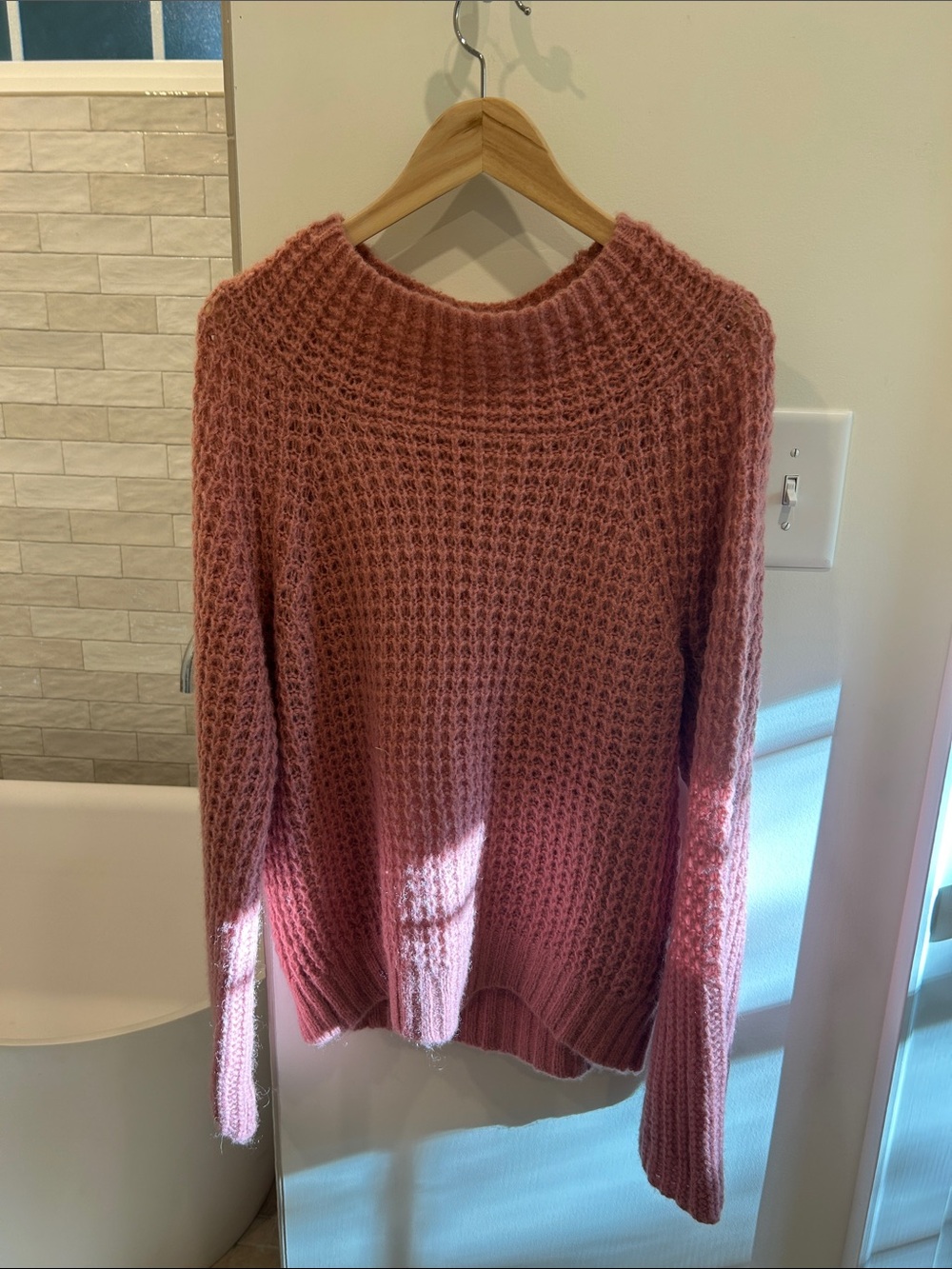 Anthropologie Rose Mauve Open-Knit Crewneck Sweater - Picture 2 of 4